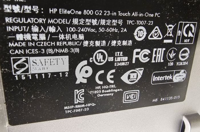 Pantalla para la cocina táctil HP Elite One 800 i5 RAM8 SSD240