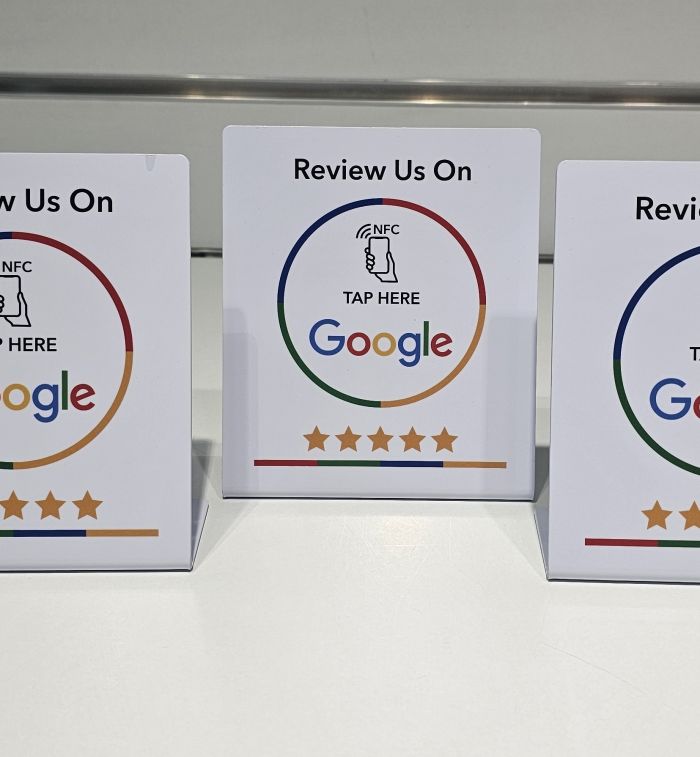 Tarjeta de mesa NFC para Reseñas de Google