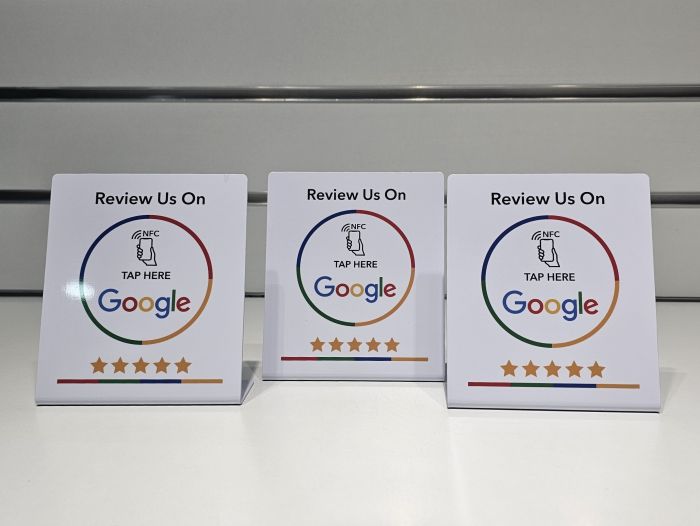 Tarjeta de mesa NFC para Reseñas de Google