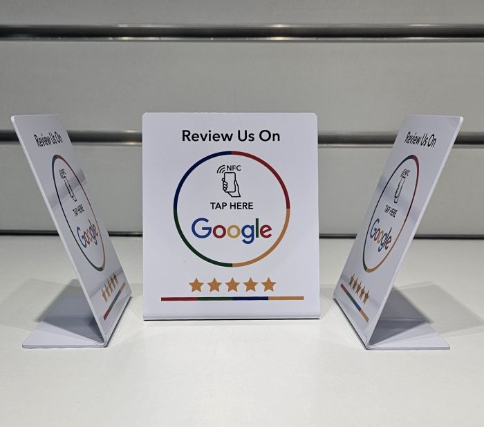 Tarjeta de mesa NFC para Reseñas de Google