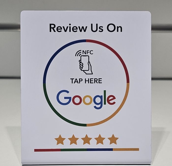 Tarjeta de mesa NFC para Reseñas de Google