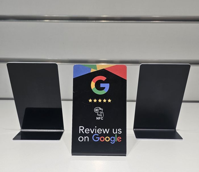 Tarjeta de mesa NFC para Reseñas de Google (negra)