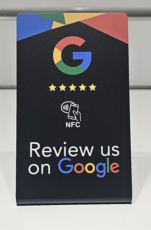 Tarjeta de mesa NFC para Reseñas de Google (negra)