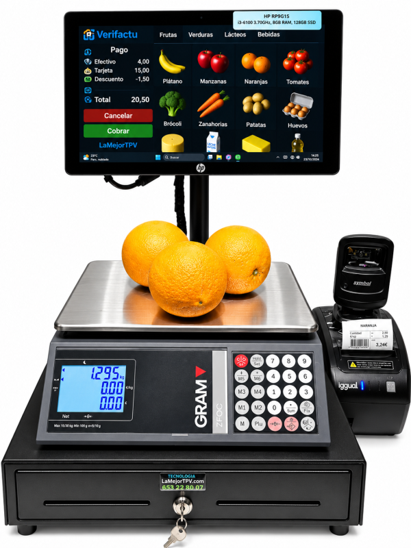 Pack TPV táctil Doble Marca HP i3 con Balanza GRAM